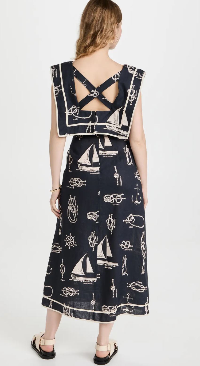 Alemais Sea Queen Sailor Midi Dress