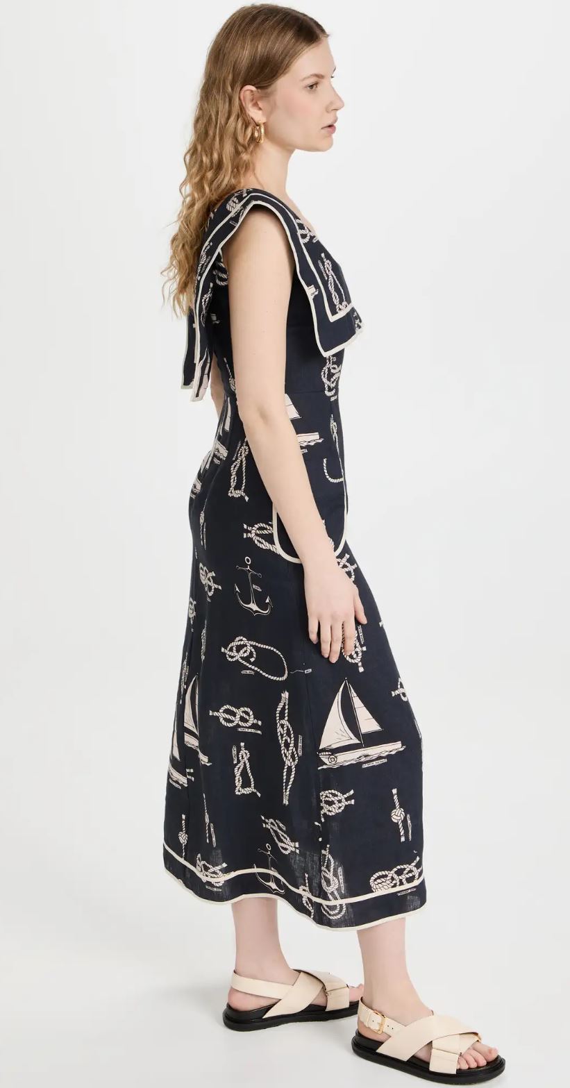 Alemais Sea Queen Sailor Midi Dress