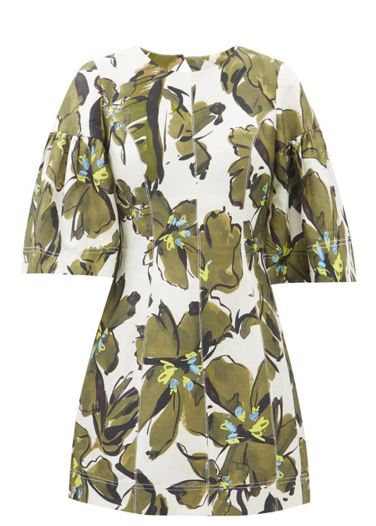 Aje Oasis Olive Leaf Cut Out Mini Dress