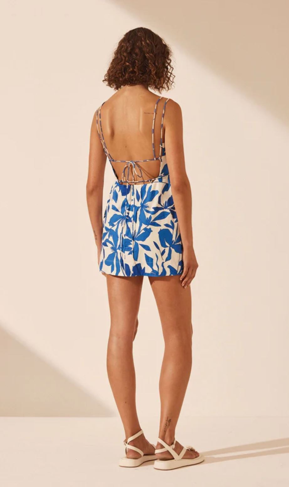 Shona Joy Bleue Open Back Strap Mini Dress