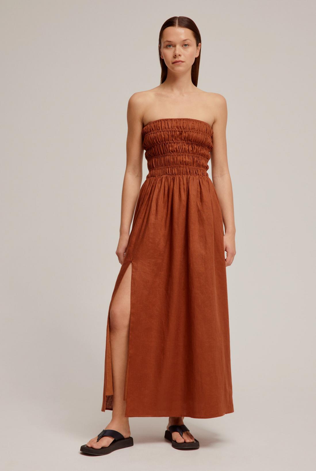 Venroy Strapless Elastic Midi Dress