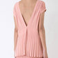 Second hand Scanlan Theodore Coral Deep V Neck Pleated Rib Crepe Knit Top available at Restitched